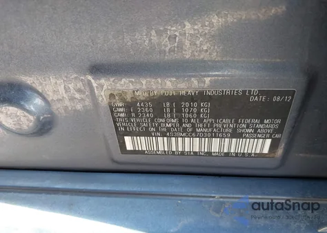 2013 Subaru Legacy 2.5I Premium z USA, uszkodzony, nr VIN 4S3BMCC67D3011659